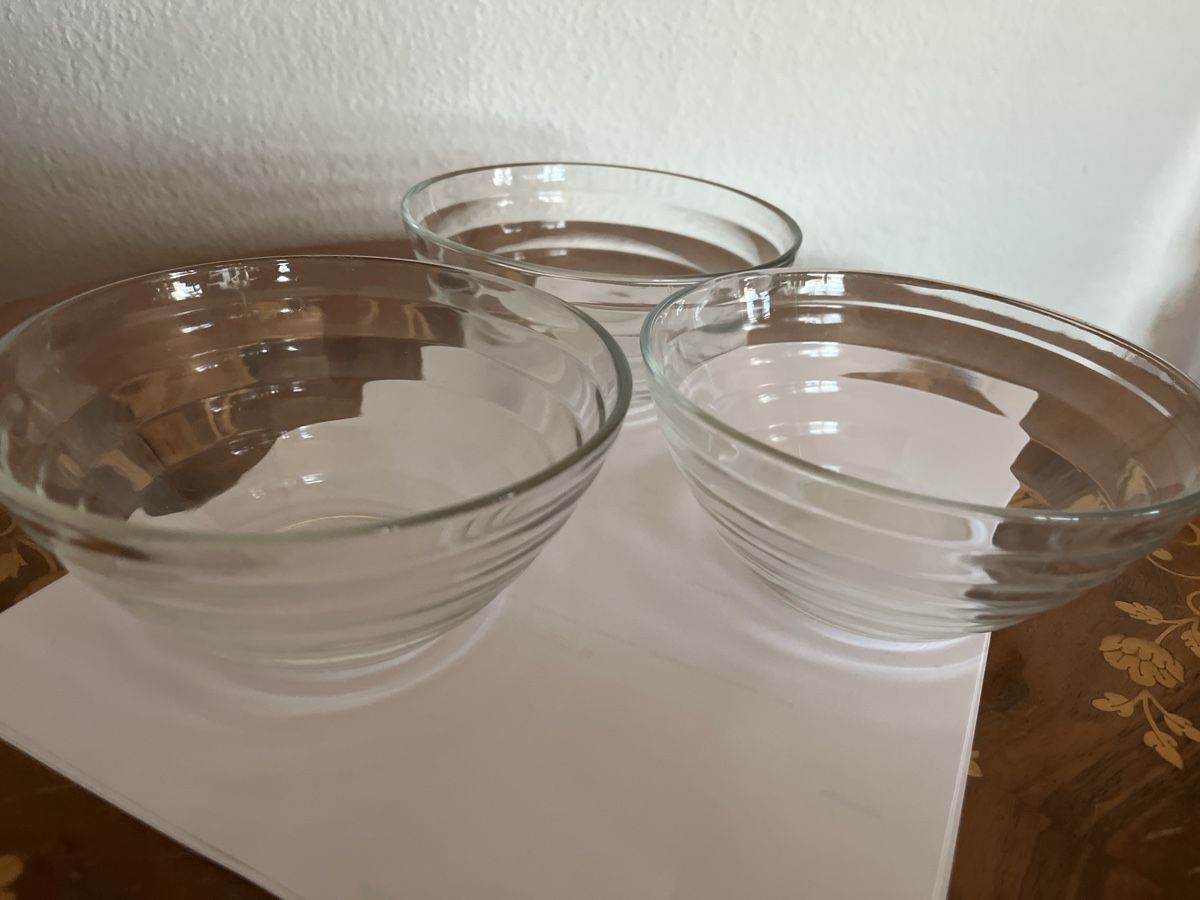 Ciotole: 3 Glasschalen gerippt transparent – Usato da Dübendorf venduto da Gfenni 1