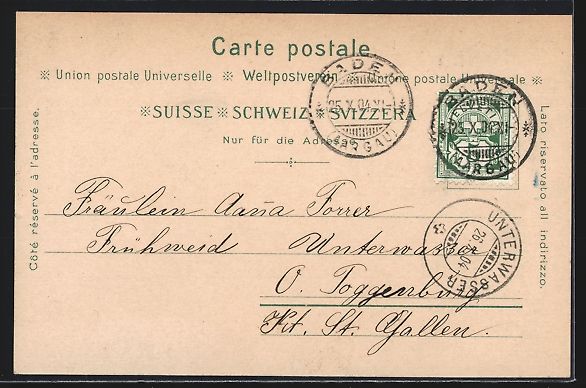 Cartoline postali: Litho Baden, Totalansicht, Stadtturm, Ku – Usato da Berlin venduto da bartko-reher 1
