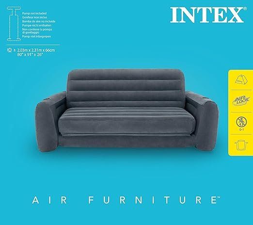 Intex 66552 Divano Letto 203 X 224 X 66 Cm & 66634 Pompa Elettrica Per Gonfiaggio/Sgonfiaggio (Uso Interno E/o Esterno