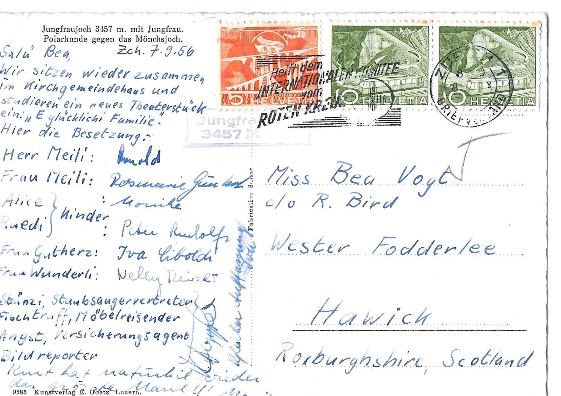 Cartoline postali: Jungfraujoch, Polarhunde, 1956 – Usato da Frauenfeld venduto da Merk52 1