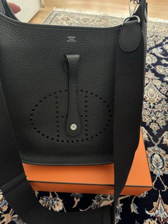 Hermes Evelyn III 29 Black Taurillon Clemence Leather Bag