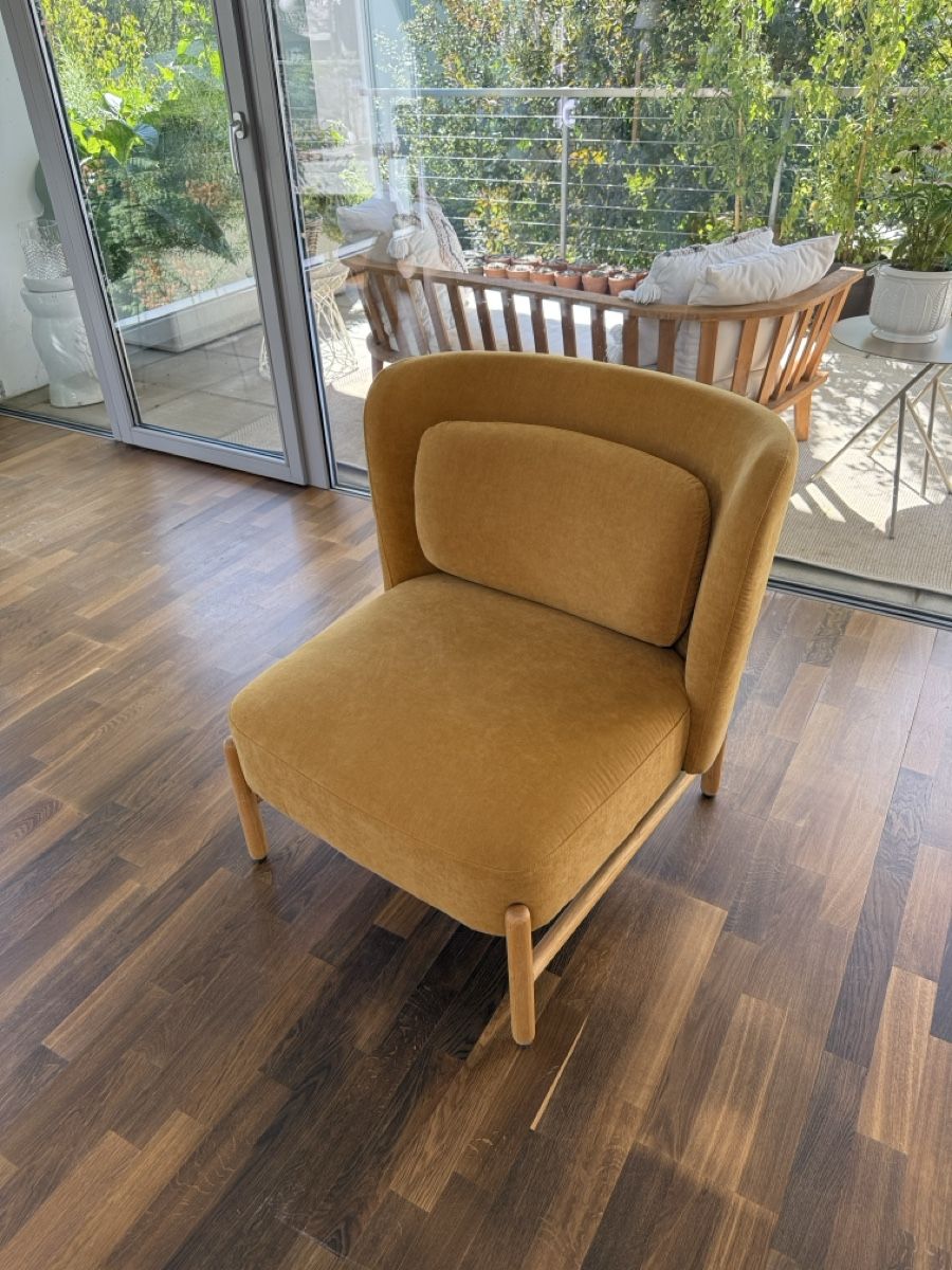 La Redoute Poltrone: Okerfarbener Sessel aus Samt – Usato da Stadel venduto da Atropa1969