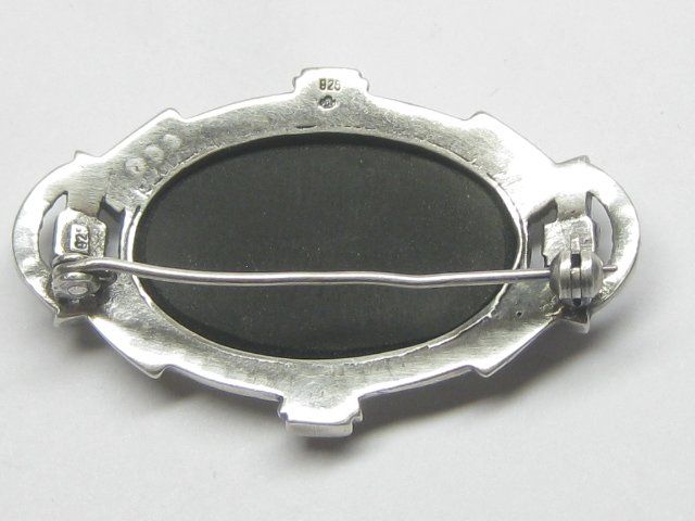 Spille & Fermagli: Antik Brosche Silber 925 / Onyx / Markasite – Usato da Ermatingen venduto da prior_time 3
