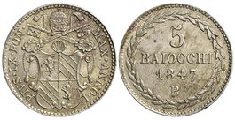 Italien, Bologna, 5 Baiocchi 1847 A.I