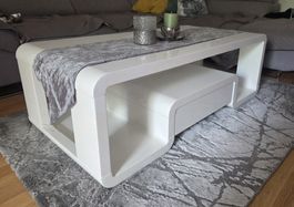 Couchtisch weiss Hochglanz mit Schublade