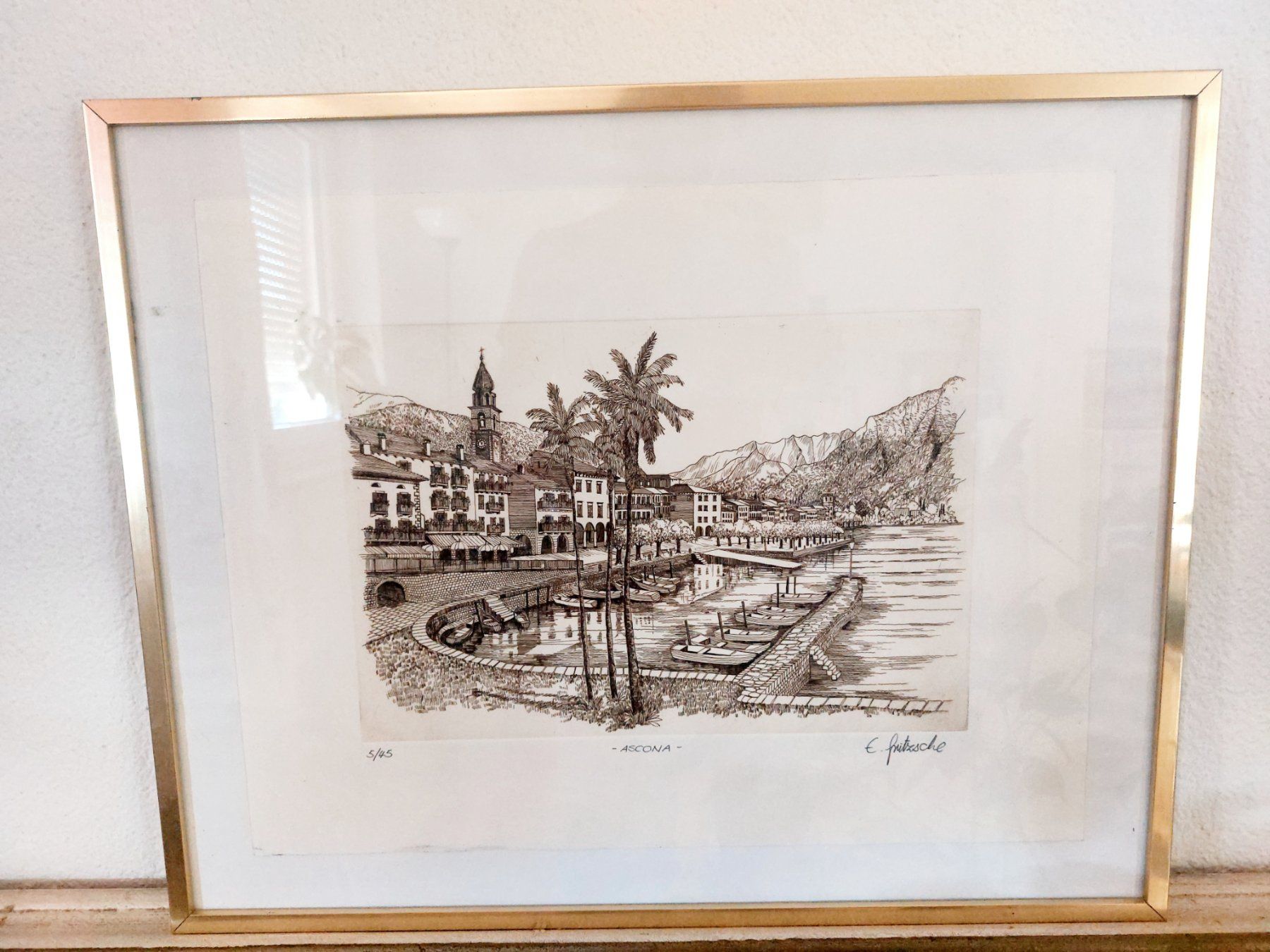 Dipinti: Radierung von Ascona von E. Fritzsche eingerahmt – Usato da Horgen venduto da zur_jq85