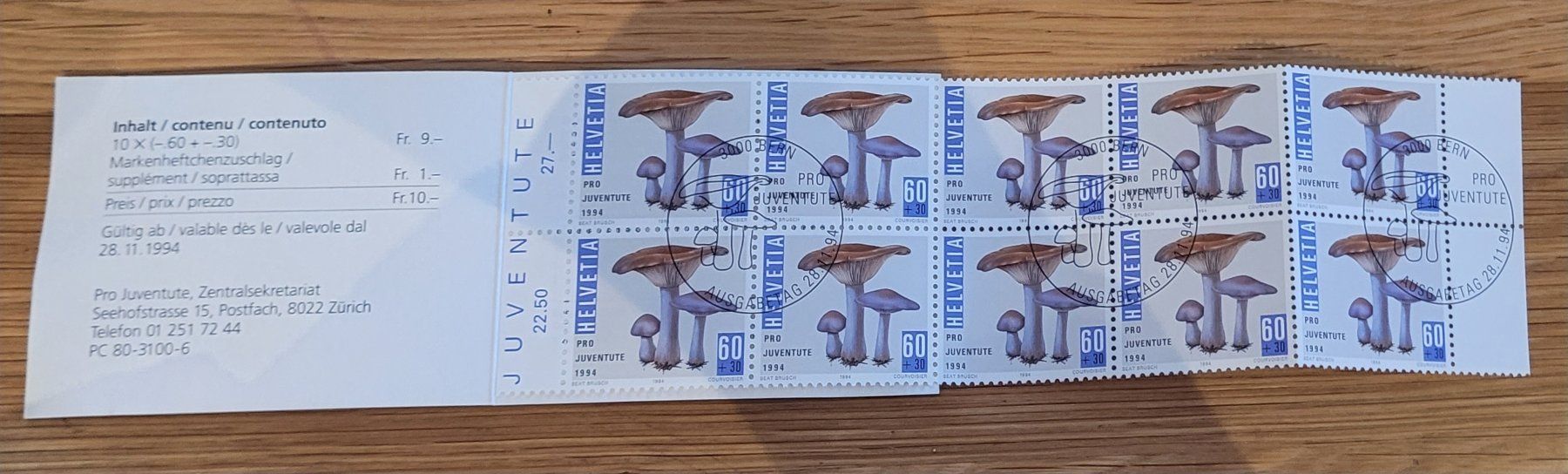 Tutti i francobolli: Markenheftchen Carnet De Timbre Pro Juventute 1994 – Usato da Biel/Bienne venduto da Destockweb 1