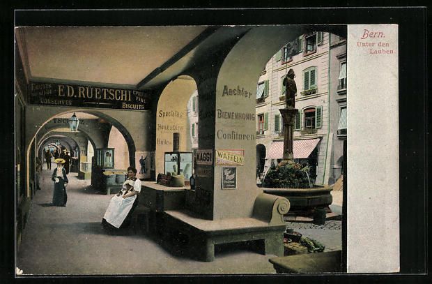 Ansichtskarten: AK Bern, Unter den Lauben, ED. Rüetschi – Gebraucht aus Berlin von bartko-reher