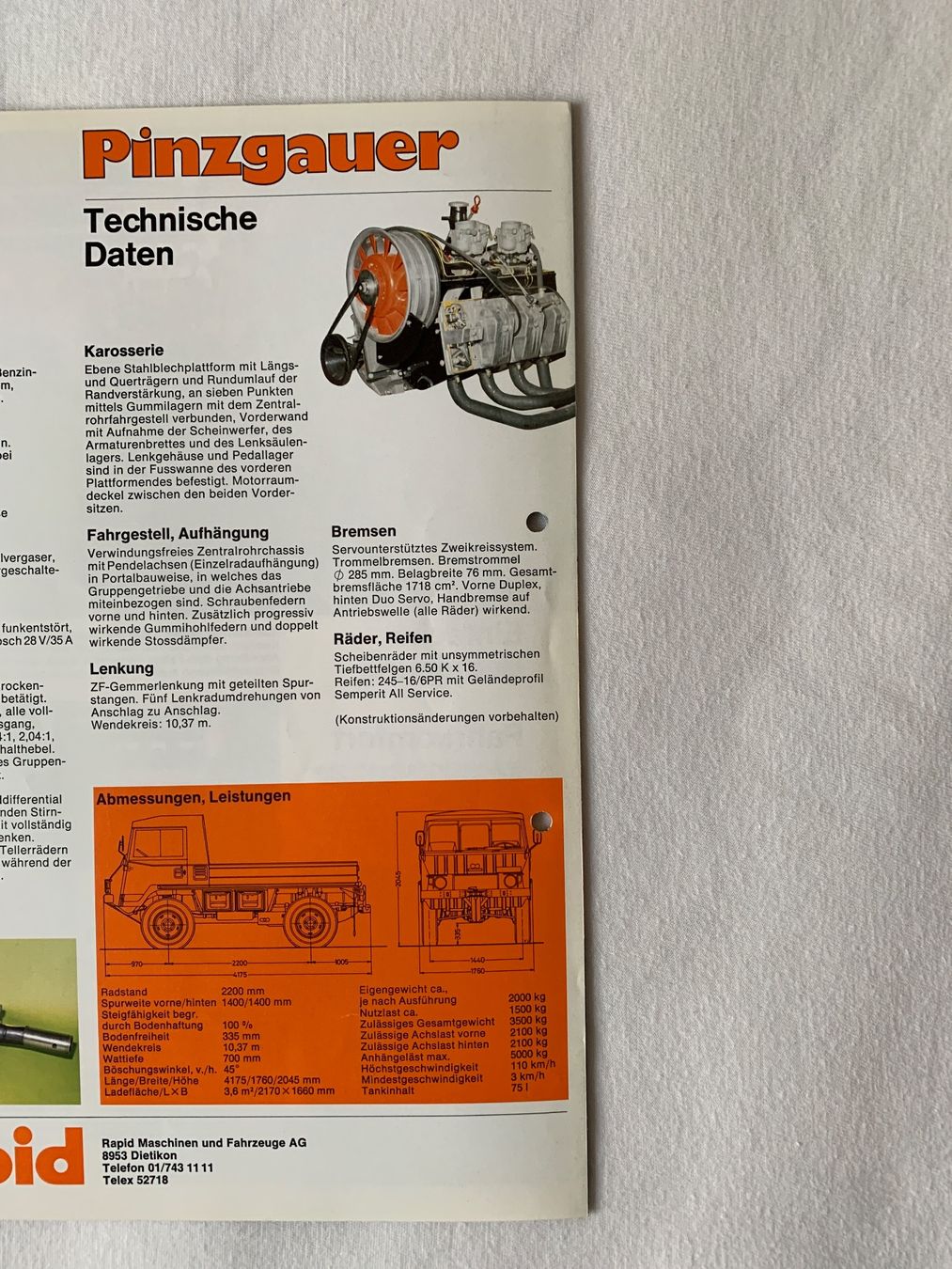 Sonstiges zum Sammeln & Seltenes: Pinzgauer / Rapid / Prospekt / Oldtimer – Gebraucht aus Lienz von  1