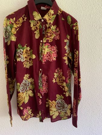 Esprit Damen Hemdbluse Blumenmuster dunkelrot Grösse 40