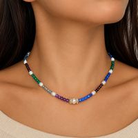 Edelstein Halskette Collier 42 Granat Perlen Labradorit NEU
