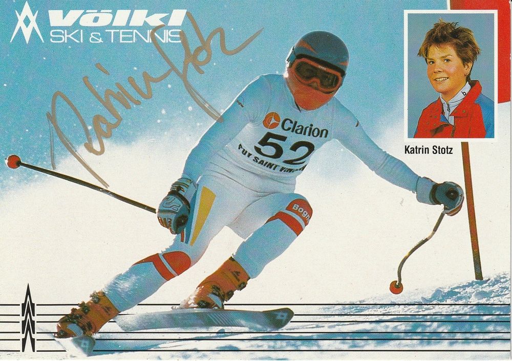 Katrin Stotz Autografata – Carta D'Epoca Dello Sci Invernale Tedesco +95912 & A 65755