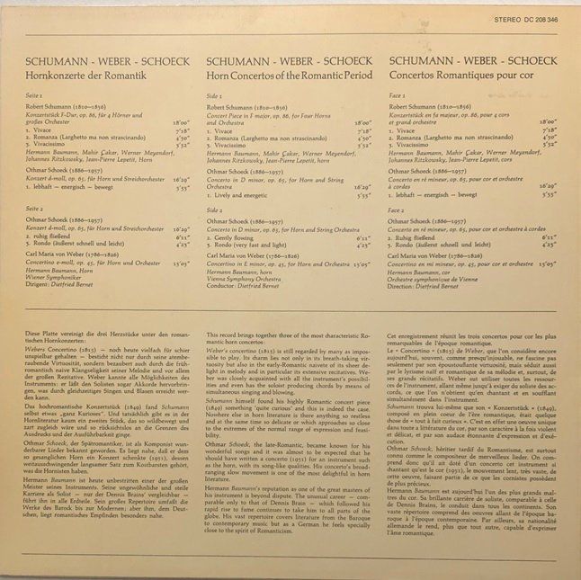 Dischi in vinile: Hornkonzerte der Romantik (LP, Hermann Baumann) – Usato da Grüningen venduto da azulrojo 1