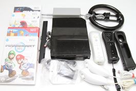 Nintendo Wii mit HDMI-Adapter und Spielen