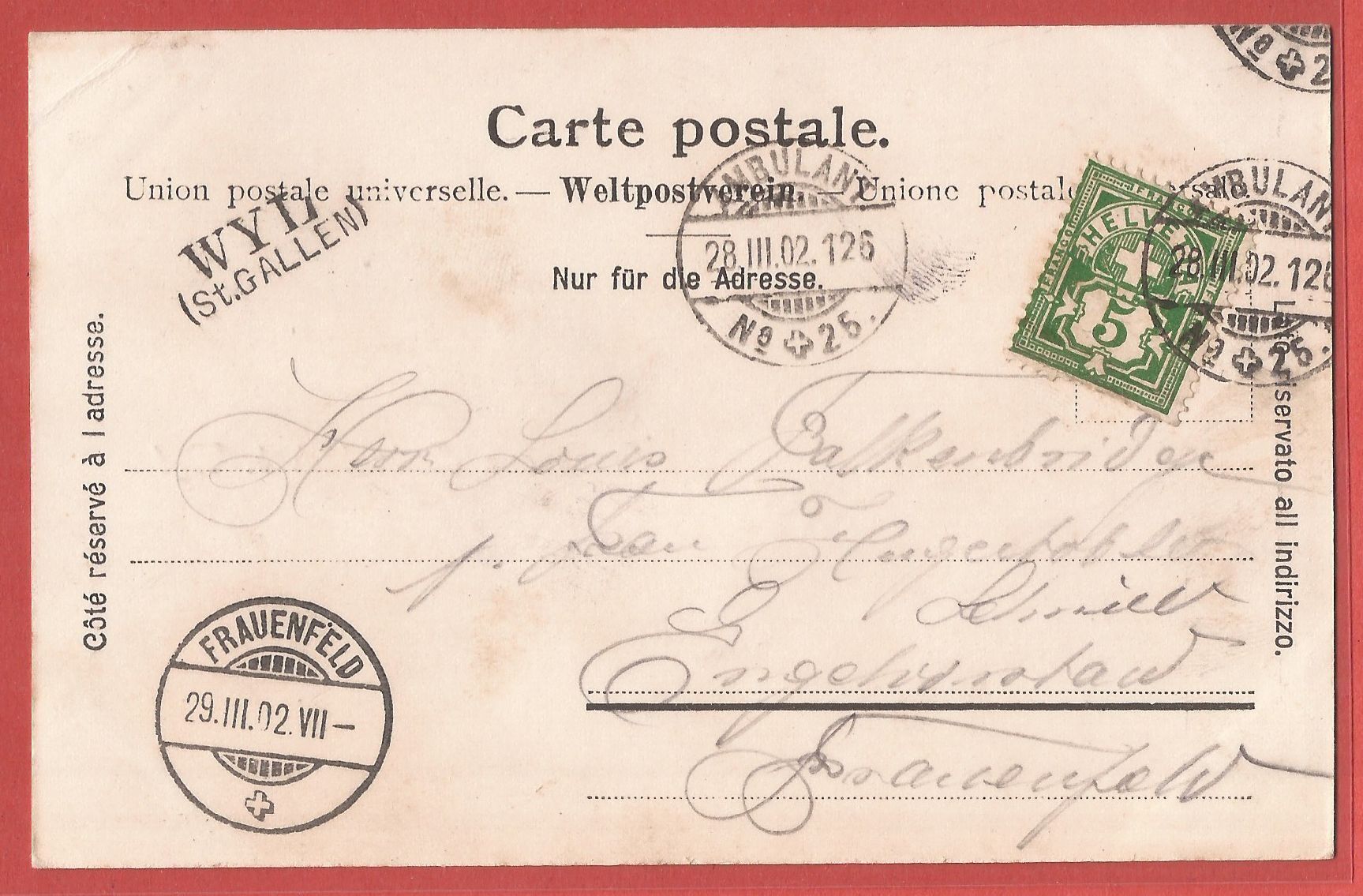 Cartoline postali: Rickenbach bei Wyl SG - mit Fabrik - 1902 – Usato da Fislisbach venduto da Porano 1