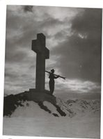 Andreas Pedrett (1892-1977), Bergkreuz, Skiläufer, VINTAGE