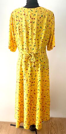 Vintage Midikleid Gelb Blumenmuster Gr.40 100% Viskose