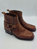 Damen Lederstiefeletten braun mit Riemen Cowboystiefel gr.38