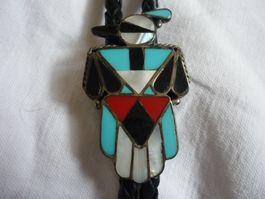 USA Bolo Tie American Native ca 90er Jahre Türkis Silber