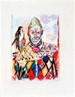 Nach Alois Carigiet Harlekin mit Falke (Acryl und Bleistift)