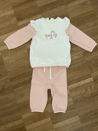 Baby Set Pullover und Hose rosa weiss Grösse 67