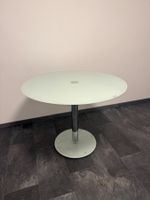 Runder Glastisch Ø 100 cm, weiss/Chrom, Säulentisch