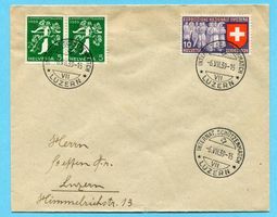Brief Luzern 1939 - Internat. Schützenmatch mit Vignette