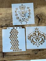 Neues 3er Set Malschablonen Wabe, Biene, Ornament