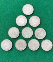 1 Franken  10 Stück  1944 bis 1967  unc.