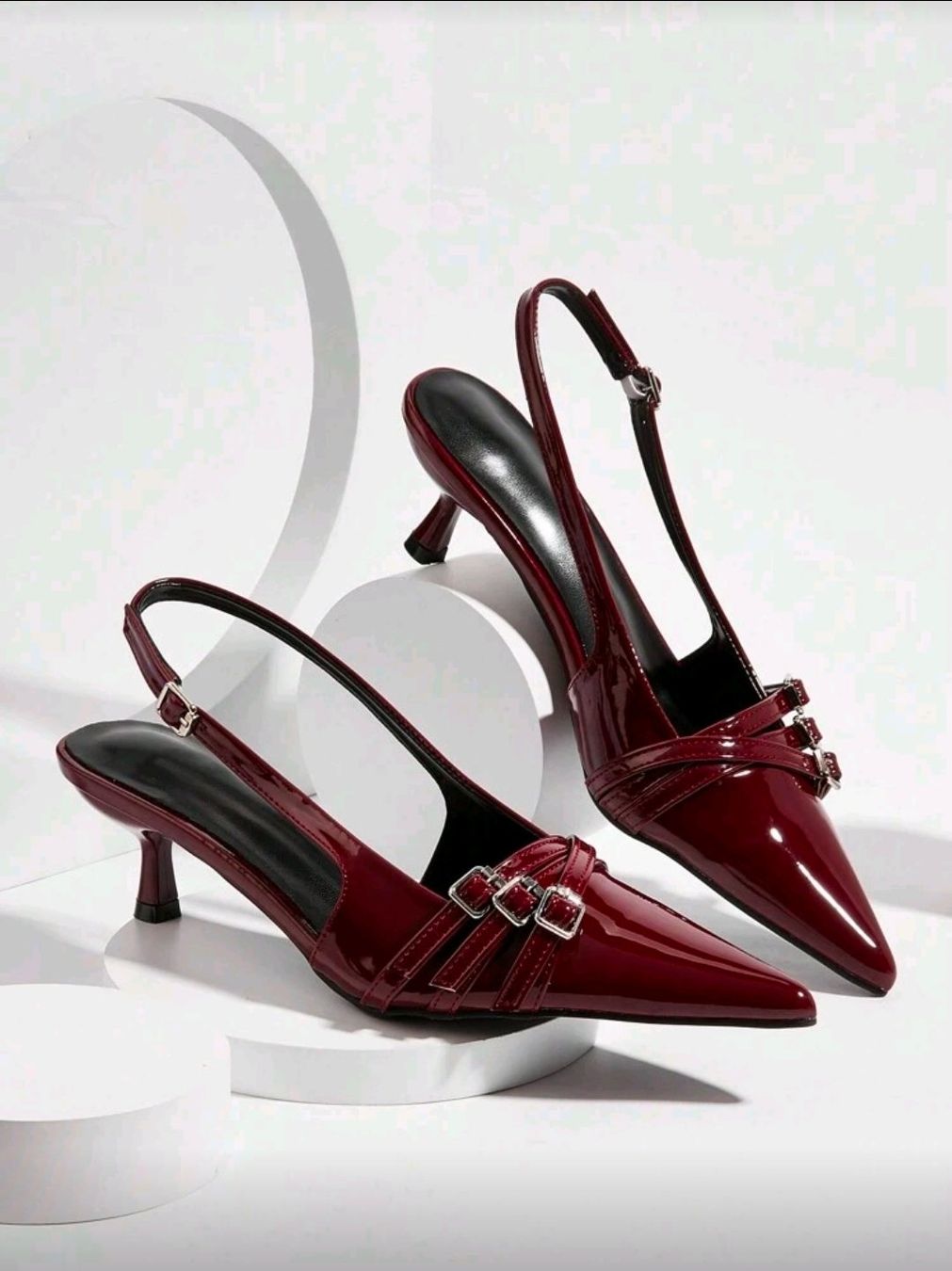 Scarpe da donna: Slingback Pumps - 39 - Dark Red Lack - Kitten Heel – Nuovo (secondo la descrizione) da Thalwil venduto da VitaMini 5