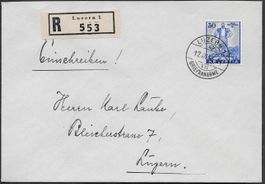1936 R/BRIEF o LUZERN W4 seltene Einzel-Frankatur  ab 1.-