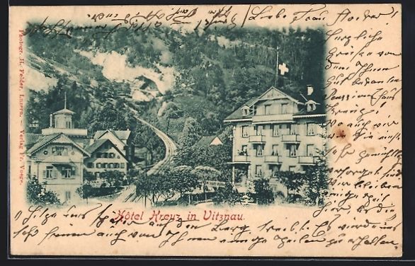 Cartes postales: AK Vitznau, Hotel Kreuz, 1900 – D'occasion à Berlin par bartko-reher