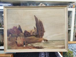 GRANDE HUILE SUR TOILE ANCIENNE