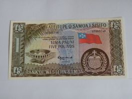 Samoa 5 Pfund Banknote - Seltenes Sammlerstueck, Top Zust...