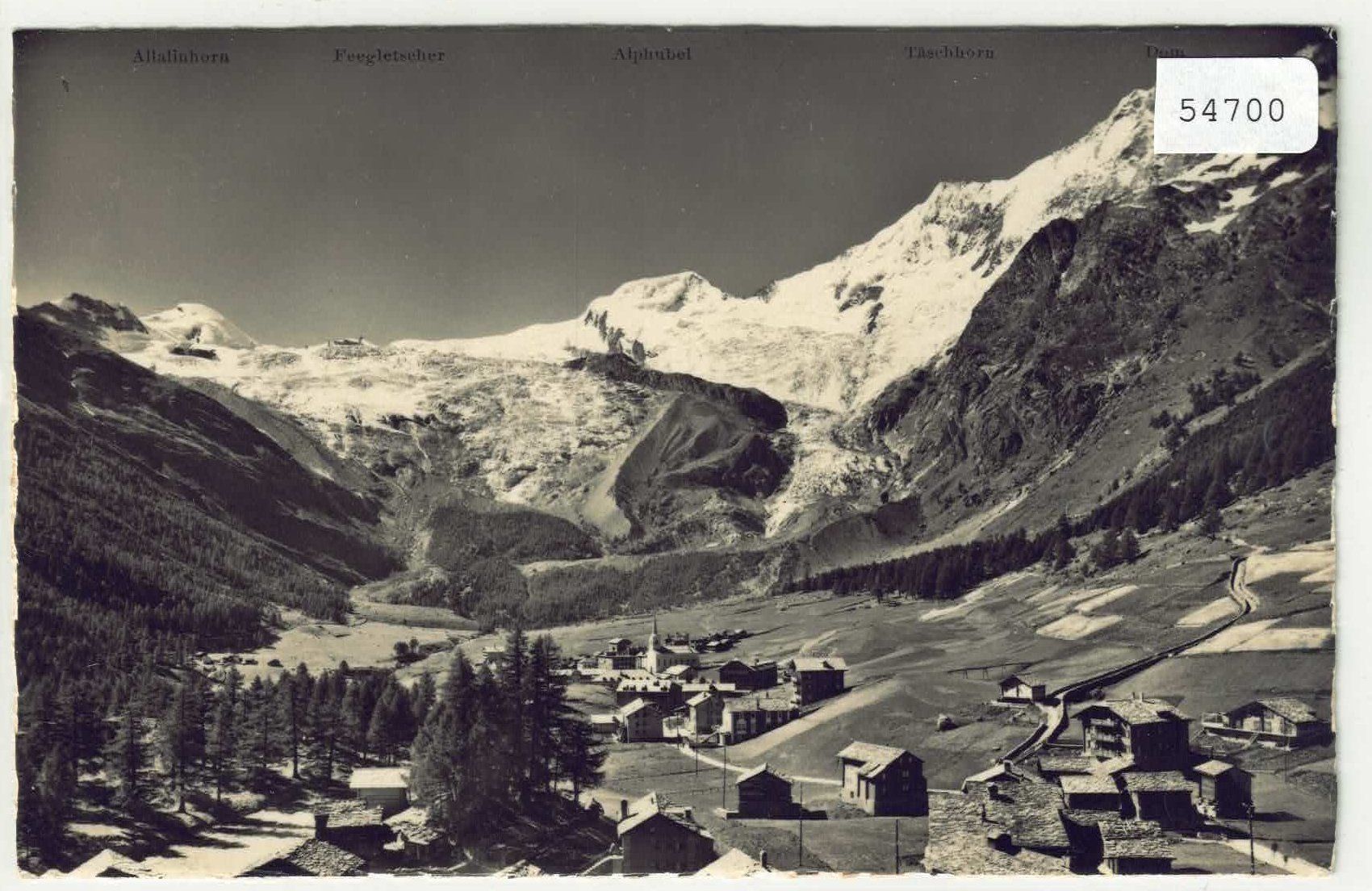 Cartoline postali: Saas-Fee mit Feegletscher u. Gletscheralp - Photo: E. Gyger – Usato da Ettingen venduto da Kartenplanet