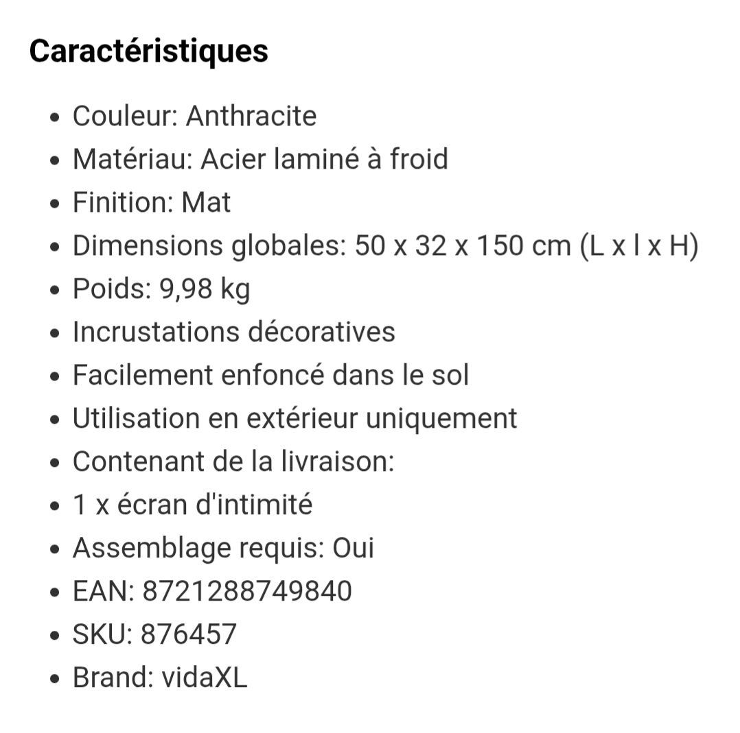 Toutes les décorations: Brise vue gris anthracite – Neuf avec emballage d'origine à Vesin par kar_v5bw 3