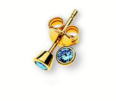 Ohrstecker Gelbgold 375 mit 2 hellblauen Zirkonia