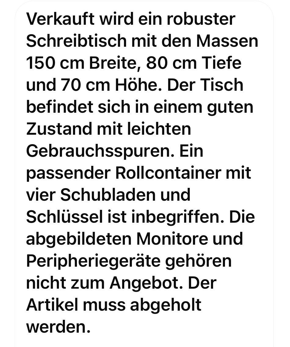 Scrivanie: Schreibtisch 150x80 cm mit Rollcontainer gebraucht – Usato da Frick venduto da Rukki 2