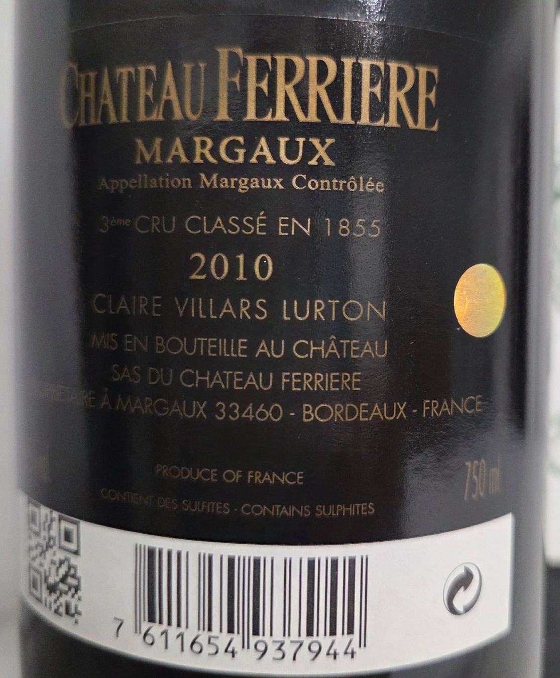 Vino: " Flaschen Chateau Ferriere 2010 Margaux – Nuovo e nell'imballaggio originale da Würenlos venduto da Spody 2