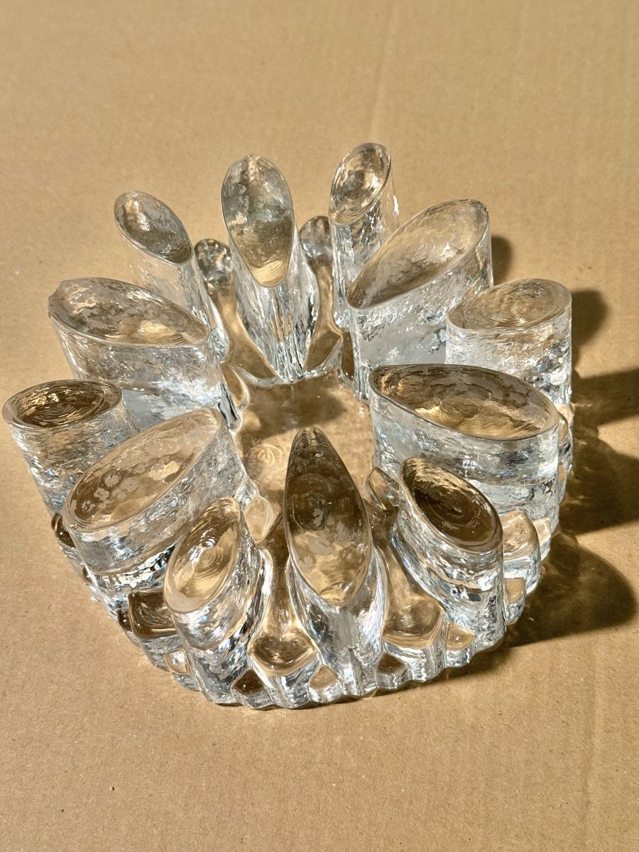 Portacandele: Vintage clear glass candle holder – Usato da Lausanne venduto da vas_mbk2 2
