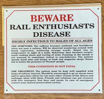 Schild - Beware of Rail Enthusiasts - Metallschild für Spass