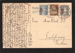 GS mit 10 Rp Ziffer und 2 x Zusatzfrankatur , 20.IV.1921