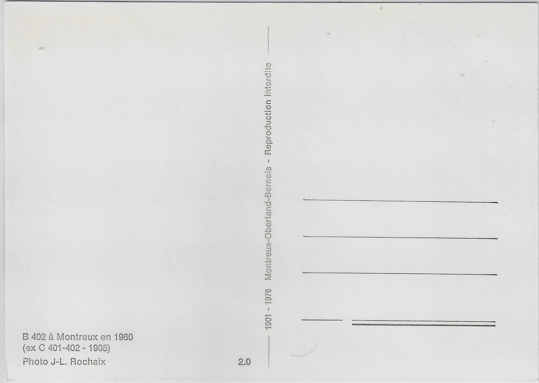 Cartoline postali: M.O.B. B 402 a Montreux en 1960 – Usato da Ettingen venduto da Kartenplanet 1