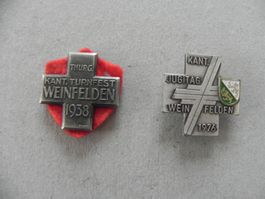 2 Sport Abzeichen Brosche Weinfelden TG Jahr 1938 & 1976