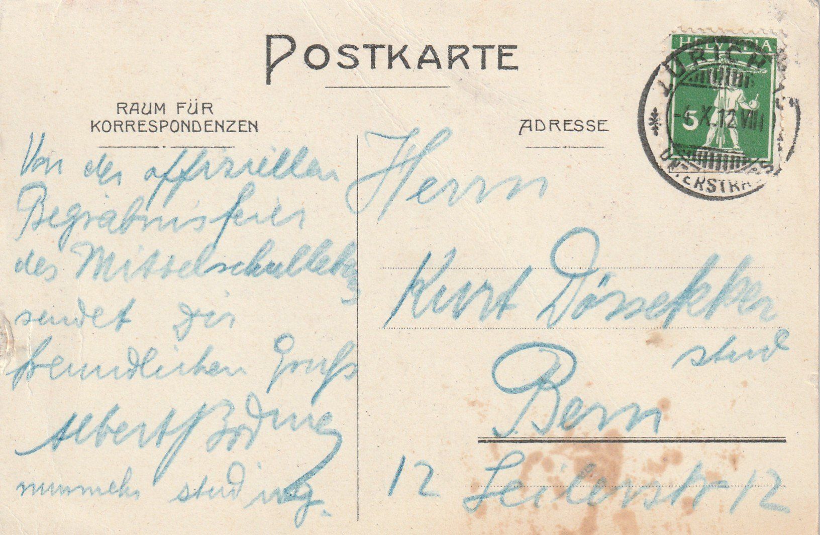 Cartoline postali: Studentenkarte Matura 1912 – Usato da Rorschacherberg venduto da fratovi2 1