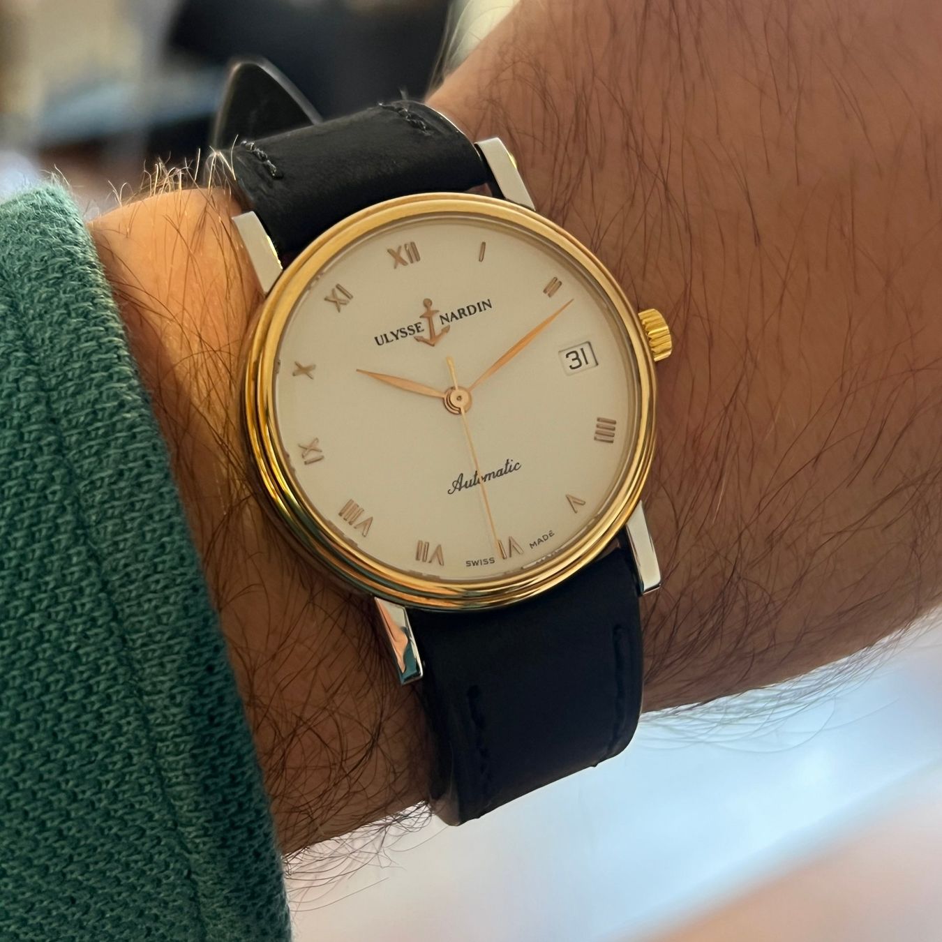 Ulysse Nardin Orologi: Ulysse Nardin Automatic Date Gold Bezel 135-22 – Usato da Carouge GE venduto da Watchaser 3