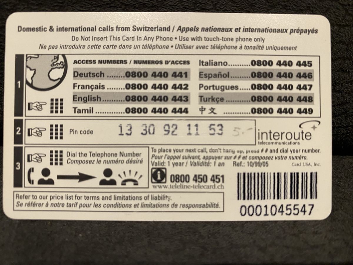Schede telefoniche: Teleline – Usato da Lausanne venduto da babacard10 1