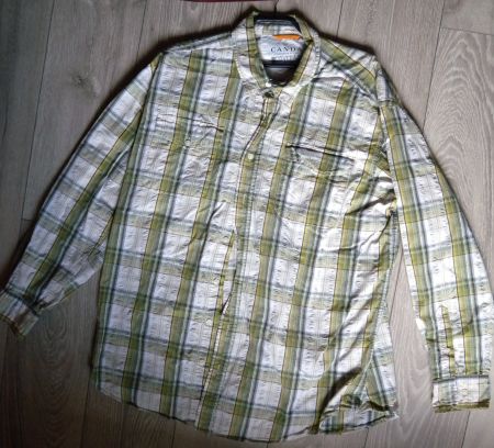 Canda Herren Hemd, Gr. L, grün/weiss/gelb kariert,