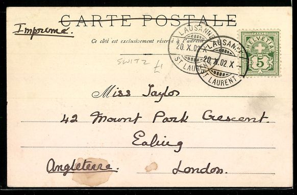 Cartoline postali: AK Lausanne, Ecole de Medecine, 1902 – Usato da Berlin venduto da bartko-reher 1