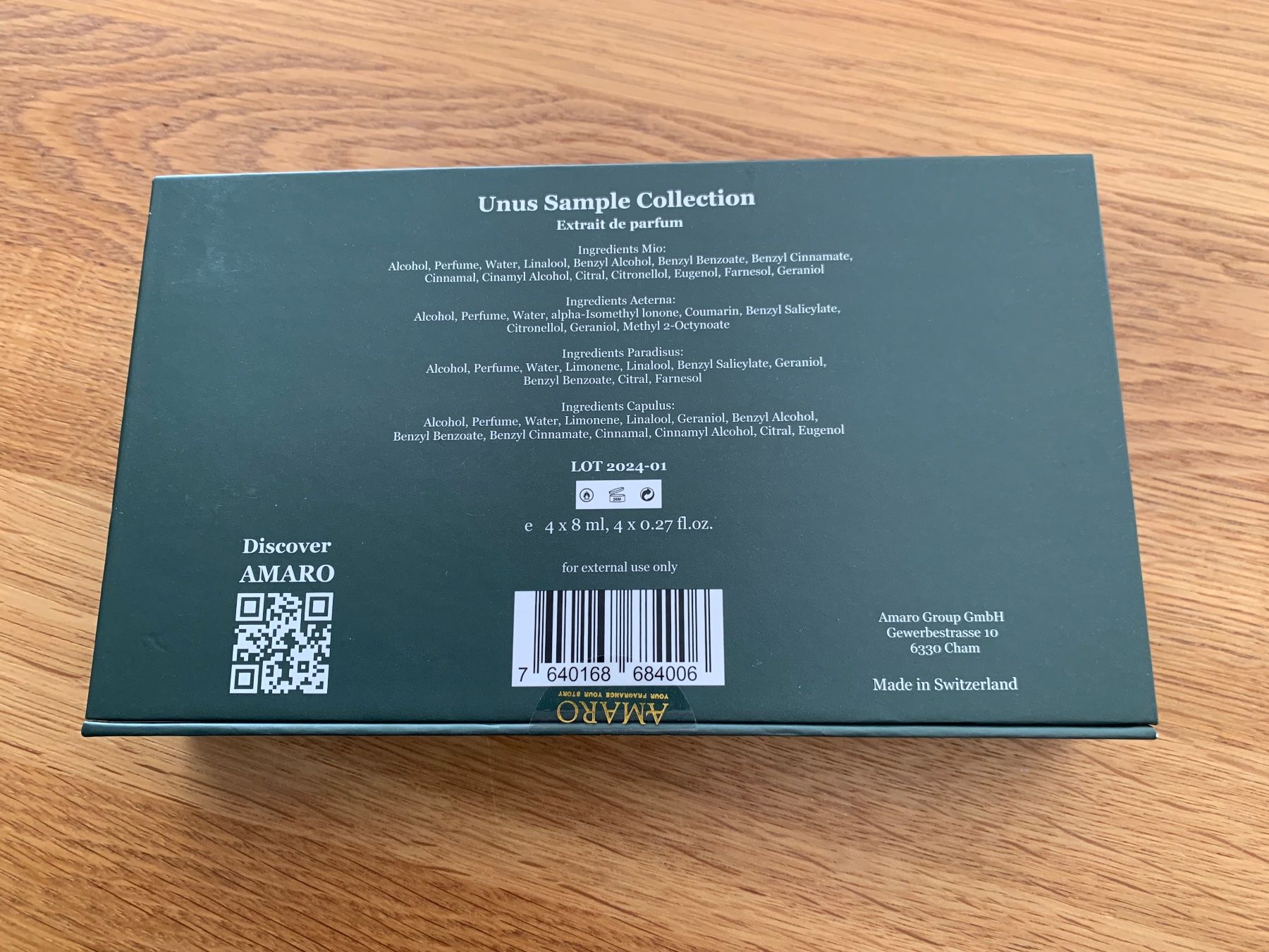 Profumi & Eau de Toilette: Amaro Unus Sample Collection Extrait de Parfum 4 mal 8 ml – Nuovo e nell'imballaggio originale da Oberrieden venduto da Bfenster 1
